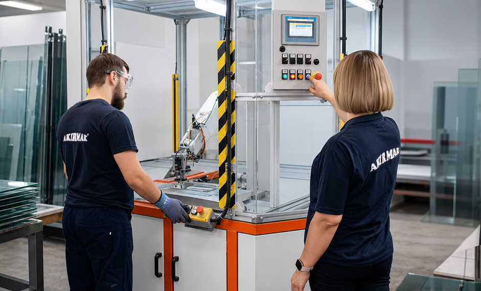 Rear-view mirror glass cutting and processing at AKIRMAK